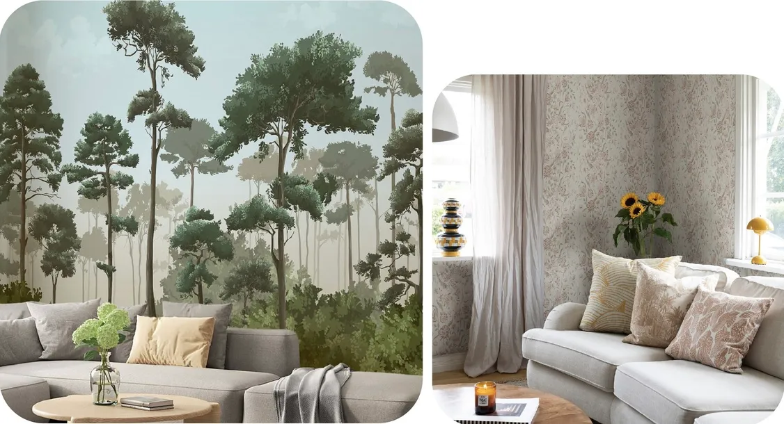 Living room wallpaper creates perfect unforgettable memories. 